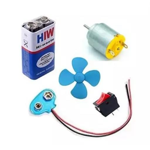 DIY Kit 9V Battery, Battery Clip, On Off Switch, Dc Toy Motor, Blade Fan, Working Models of Science Projects