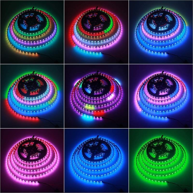 5-Meter WS2812B IP65 Waterproof RGB LED Strip โ 5V Outdoor Safe Light for Diwali, Christmas, DIY Decor, Arduino Projects (60 LED/Meter)