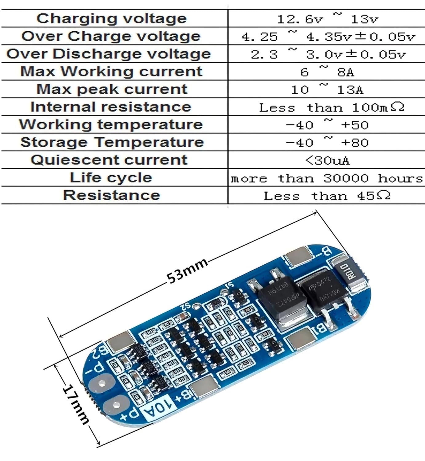 10A BMS Protection Board Overcharge, Overdischarge, Overcurrent & Short Circuit Protection"