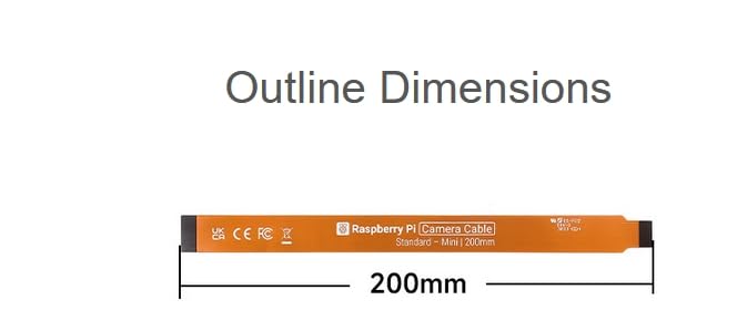 Official CSI FPC Flexible Cable Compatible with Raspberry Pi 5, 200MM/20CM, 22Pin to 15Pin, Suitable for CSI Camera Modules