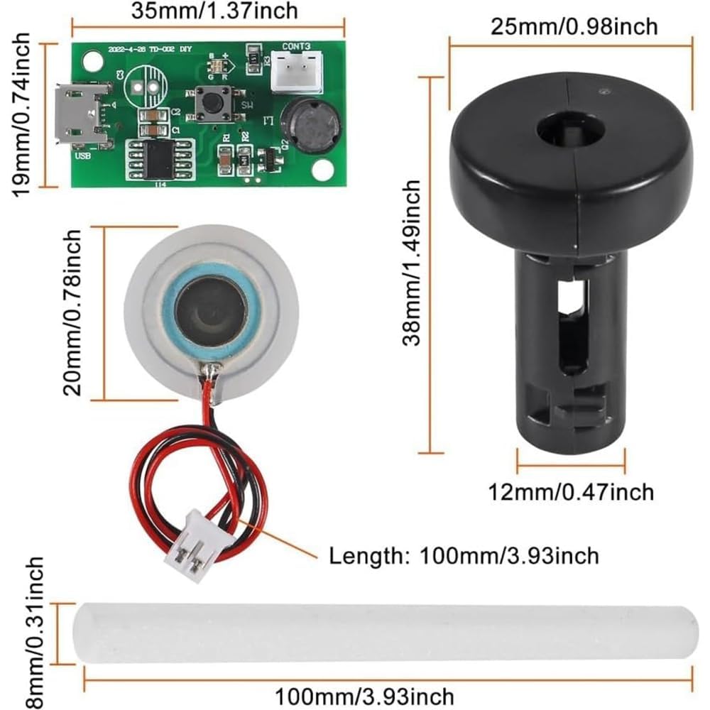 USB Ultrasonic Mist Maker DIY Kit for Moisture Atomization, Aroma Diffuser, and Electronic DIY Projects