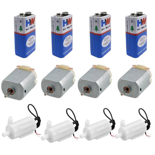 DC Motor Kit with 9V Batteries, Mini Water Pumps 4 Sets Each project kit