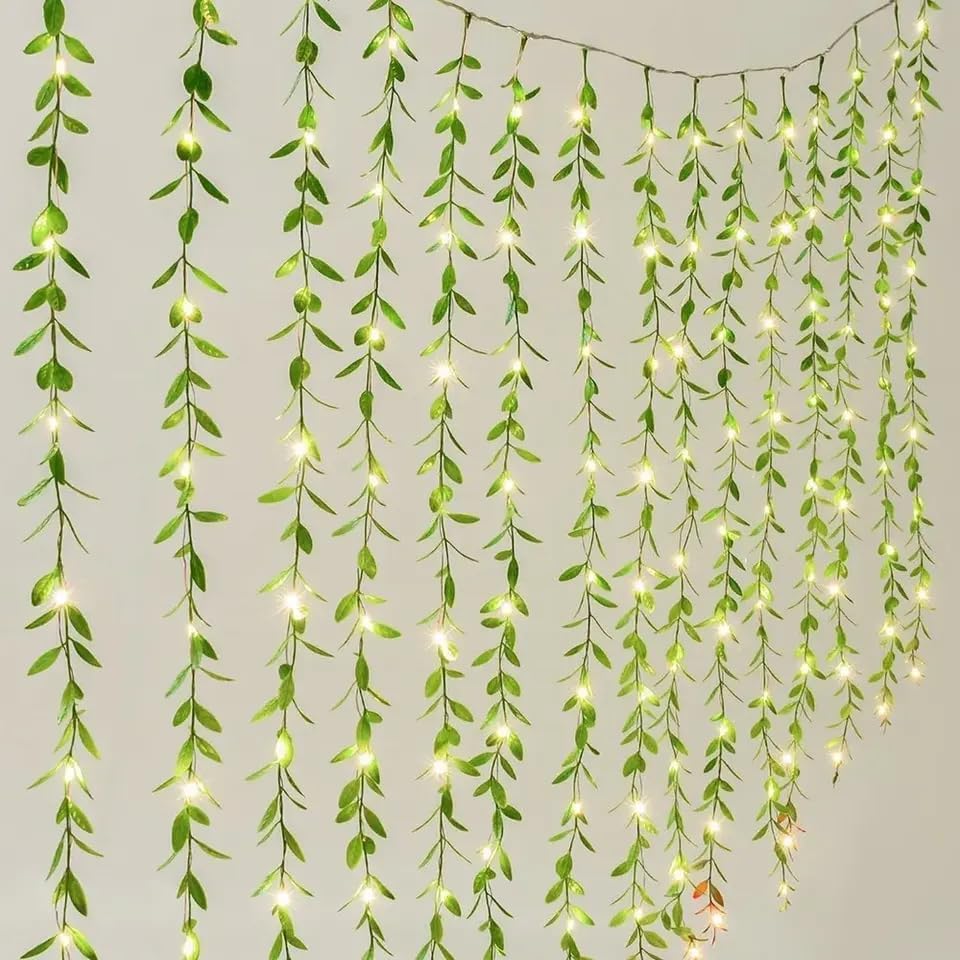 Artificial Leaf Curtain Lights for Home, Wedding, Party, Diwali, Christmas & Festival Decoration