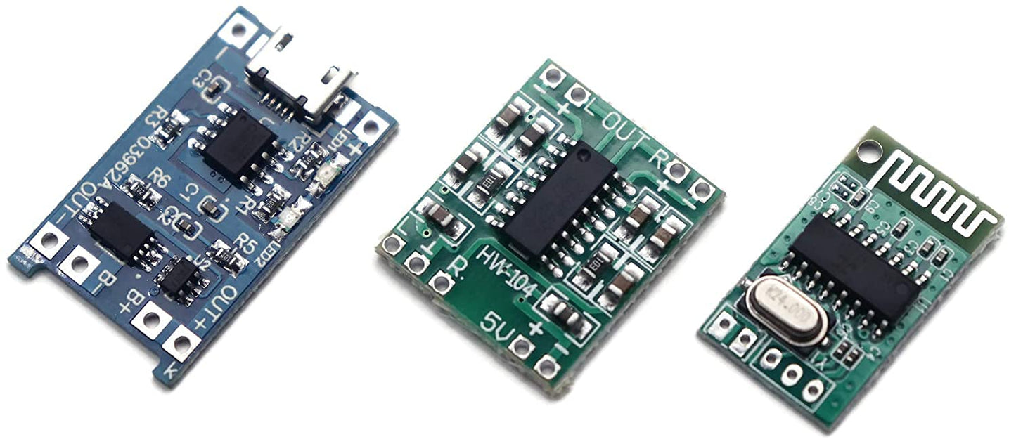 Combo of PAM8403 Amplifier Board with Bluetooth Audio Receiver & Micro USB Battery Charger Module