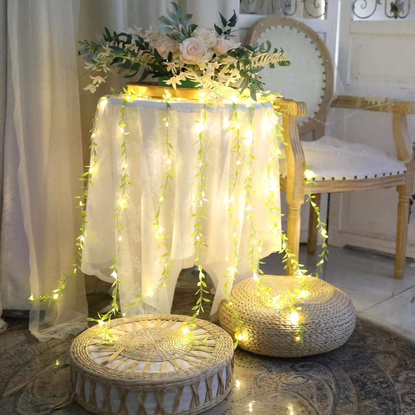 Artificial Leaf Curtain Lights for Home, Wedding, Party, Diwali, Christmas & Festival Decoration