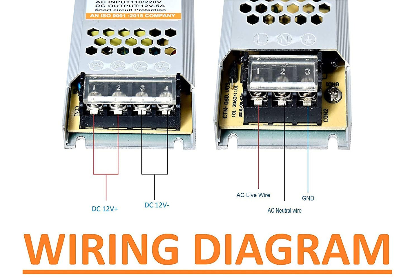 12V 5AMP 60W SLIM POWERSUPPLY for LED Strip Light Lamp/CCTV Camera/Security System/Radio/Computer Project