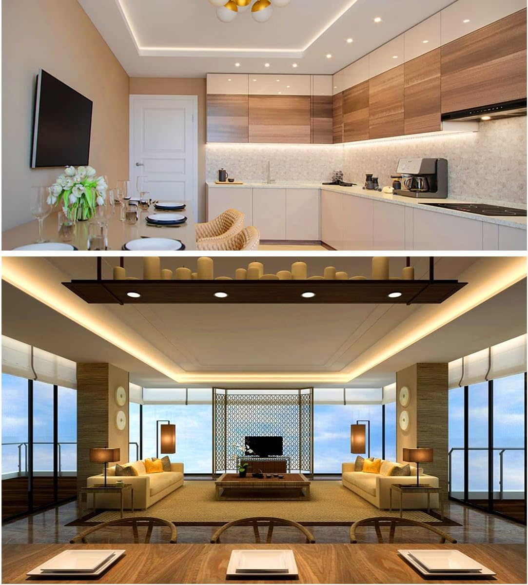 5 Meter LED Profile Strip Light | 240 LEDs/Meter High Brightness | Warm White Colour | for Ceiling, Bedroom, Kitchen, Cabinet & Wall Decor