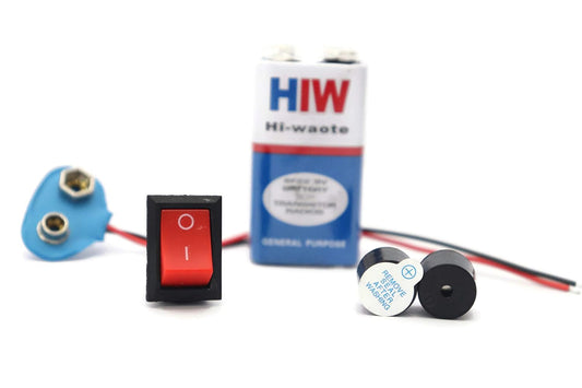5v buzzer,battery,battery cap,switch