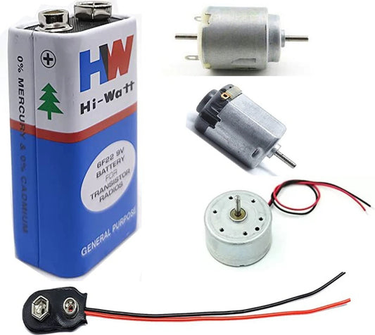 Science Project Dc Motor KIT with Propeller / 9v Battery for Students / Kids Educational Electronic Hobby Kit