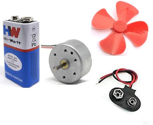 Science Project Dc Motor KIT with Propeller / 9v Battery for Students / Kids Educational Electronic Hobby Kit